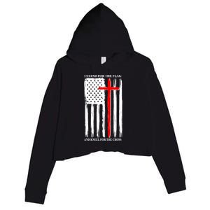 I Stand For the Flag And Kneel For The Cross Flag Crop Fleece Hoodie