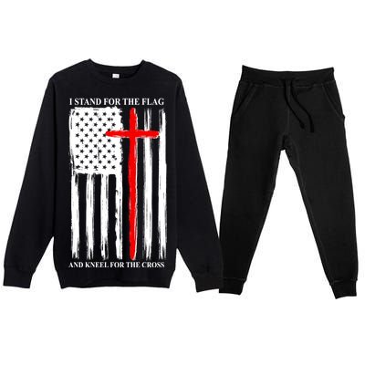 I Stand For the Flag And Kneel For The Cross Flag Premium Crewneck Sweatsuit Set