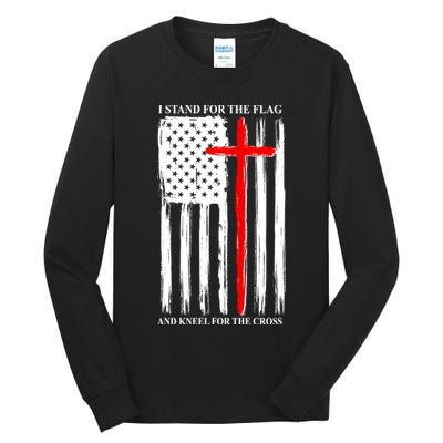 I Stand For the Flag And Kneel For The Cross Flag Tall Long Sleeve T-Shirt