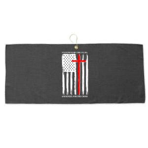 I Stand For the Flag And Kneel For The Cross Flag Large Microfiber Waffle Golf Towel