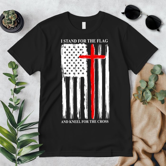 I Stand For the Flag And Kneel For The Cross Flag Premium T-Shirt