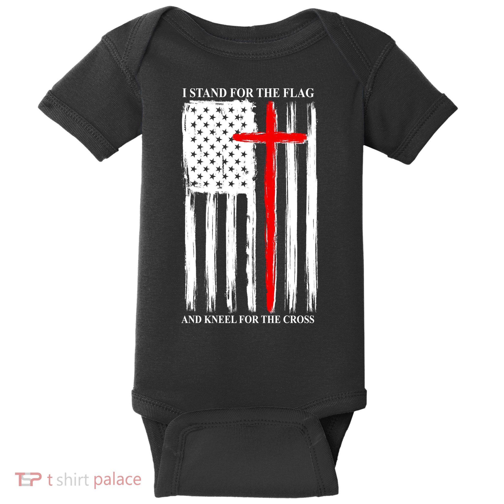 I Stand For the Flag And Kneel For The Cross Flag Baby Bodysuit