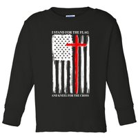 I Stand For the Flag And Kneel For The Cross Flag Toddler Long Sleeve Shirt