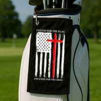 I Stand For the Flag And Kneel For The Cross Flag Golf Towel