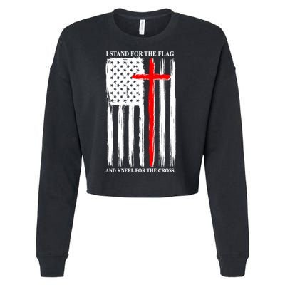 I Stand For the Flag And Kneel For The Cross Flag Cropped Pullover Crew
