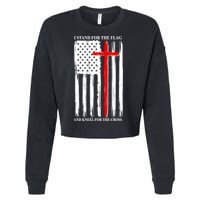 I Stand For the Flag And Kneel For The Cross Flag Cropped Pullover Crew