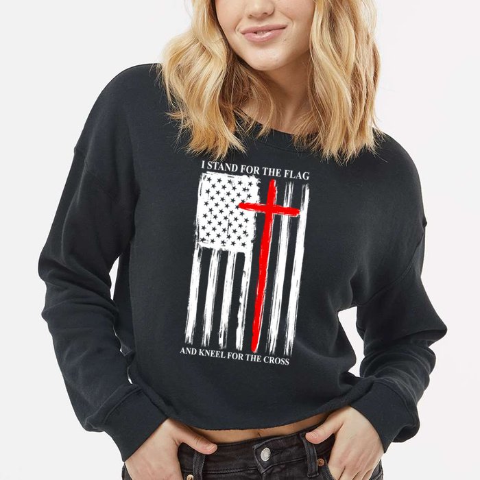 I Stand For the Flag And Kneel For The Cross Flag Cropped Pullover Crew