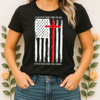 I Stand For the Flag And Kneel For The Cross Flag Womens T-Shirt
