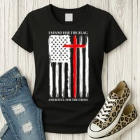 I Stand For the Flag And Kneel For The Cross Flag Womens T-Shirt