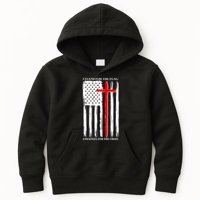 I Stand For the Flag And Kneel For The Cross Flag Kids Hoodie