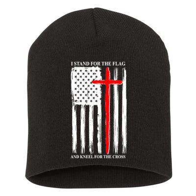 I Stand For the Flag And Kneel For The Cross Flag Short Acrylic Beanie