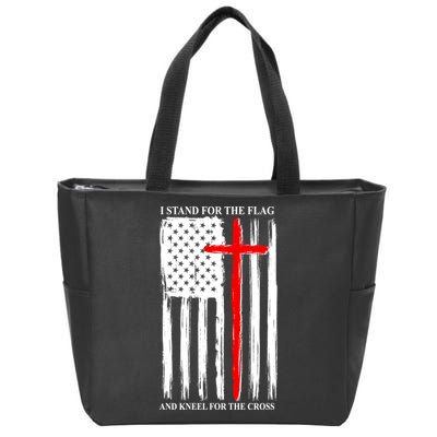 I Stand For the Flag And Kneel For The Cross Flag Zip Tote Bag