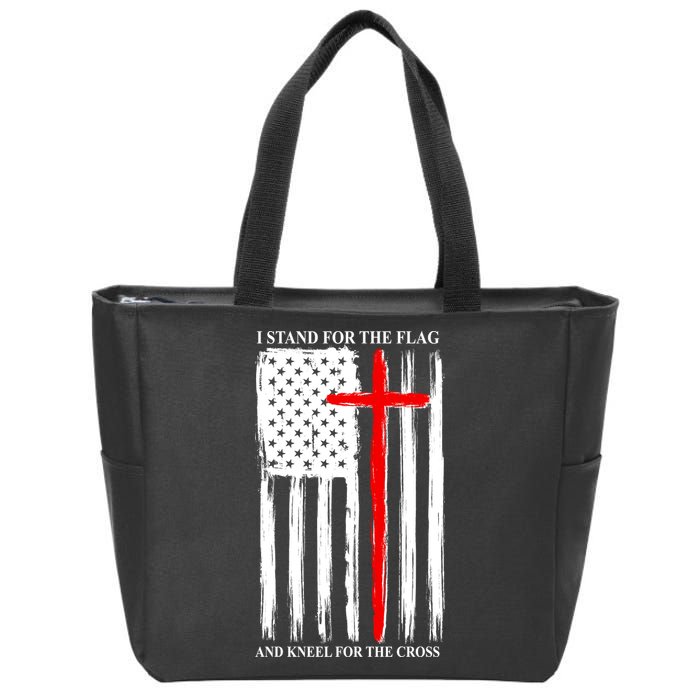 I Stand For the Flag And Kneel For The Cross Flag Zip Tote Bag