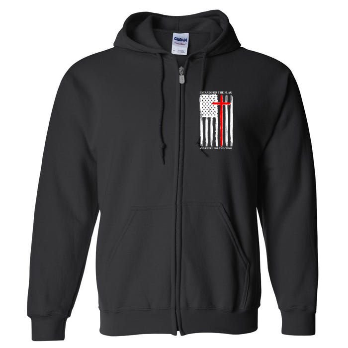 I Stand For the Flag And Kneel For The Cross Flag Full Zip Hoodie