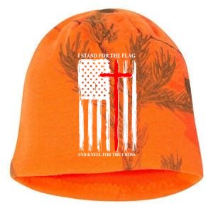 I Stand For the Flag And Kneel For The Cross Flag Kati - Camo Knit Beanie