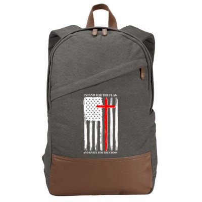 I Stand For the Flag And Kneel For The Cross Flag Cotton Canvas Backpack
