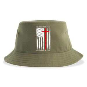 I Stand For the Flag And Kneel For The Cross Flag Sustainable Bucket Hat