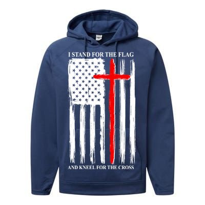 I Stand For the Flag And Kneel For The Cross Flag Performance Fleece Hoodie