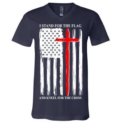 I Stand For the Flag And Kneel For The Cross Flag V-Neck T-Shirt