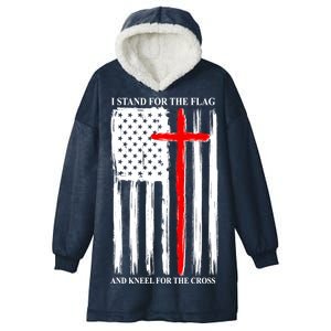 I Stand For the Flag And Kneel For The Cross Flag Hooded Wearable Blanket