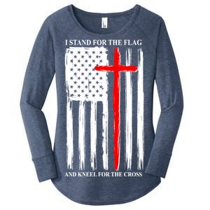 I Stand For the Flag And Kneel For The Cross Flag Women's Perfect Tri Tunic Long Sleeve Shirt