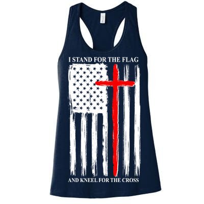 I Stand For the Flag And Kneel For The Cross Flag Women's Racerback Tank