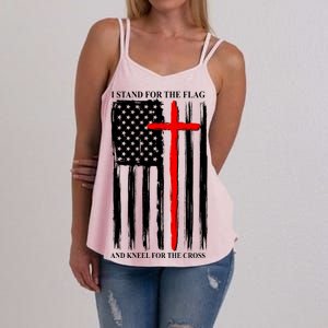 I Stand For the Flag And Kneel For The Cross Flag Women's Strappy Tank