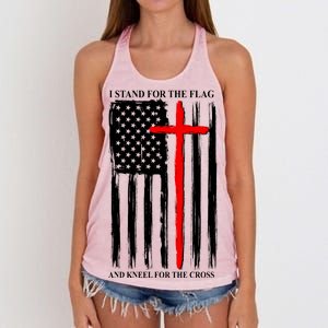 I Stand For the Flag And Kneel For The Cross Flag Women's Knotted Racerback Tank