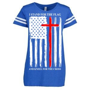 I Stand For the Flag And Kneel For The Cross Flag Enza Ladies Jersey Football T-Shirt