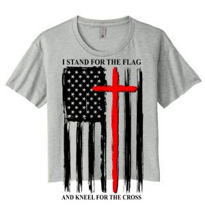 I Stand For the Flag And Kneel For The Cross Flag Women's Crop Top Tee