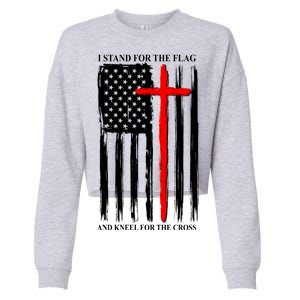 I Stand For the Flag And Kneel For The Cross Flag Cropped Pullover Crew