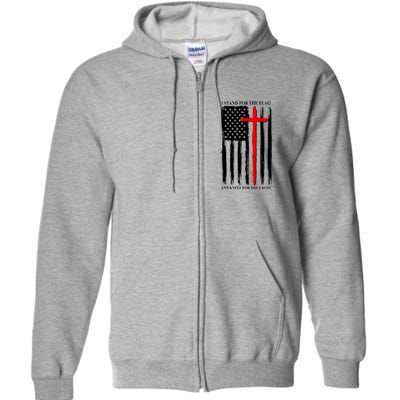 I Stand For the Flag And Kneel For The Cross Flag Full Zip Hoodie