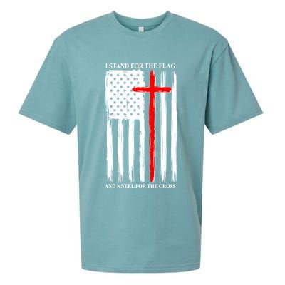 I Stand For the Flag And Kneel For The Cross Flag Sueded Cloud Jersey T-Shirt