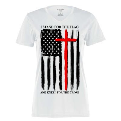 I Stand For the Flag And Kneel For The Cross Flag Women's Momentum V-Neck T-Shirt