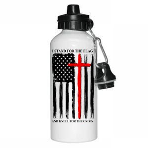 I Stand For the Flag And Kneel For The Cross Flag Aluminum Water Bottle