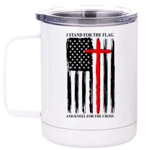 I Stand For the Flag And Kneel For The Cross Flag 12 oz Stainless Steel Tumbler Cup