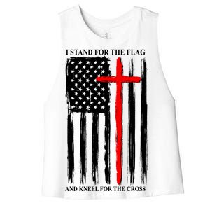 I Stand For the Flag And Kneel For The Cross Flag Women's Racerback Cropped Tank