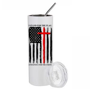 I Stand For the Flag And Kneel For The Cross Flag Stainless Steel Tumbler