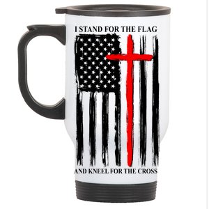 I Stand For the Flag And Kneel For The Cross Flag Stainless Steel Travel Mug