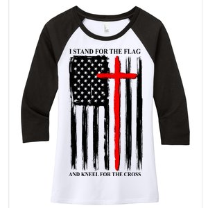 I Stand For the Flag And Kneel For The Cross Flag Women's Tri-Blend 3/4-Sleeve Raglan Shirt