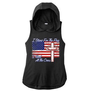 I Stand For The Flag I Kneel For The Cross Crown Of Thorns Ladies PosiCharge Tri-Blend Wicking Draft Hoodie Tank