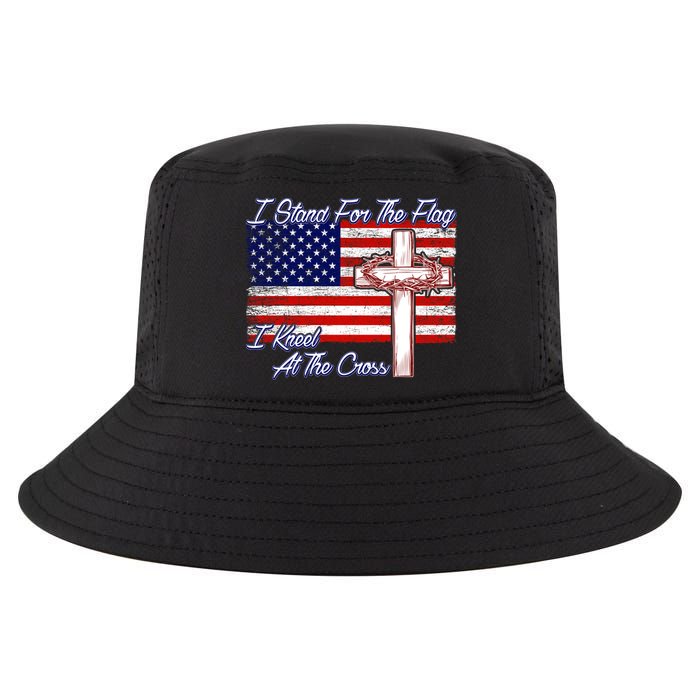I Stand For The Flag I Kneel For The Cross Crown Of Thorns Cool Comfort Performance Bucket Hat