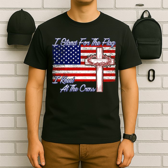 I Stand For The Flag I Kneel For The Cross Crown Of Thorns T-Shirt