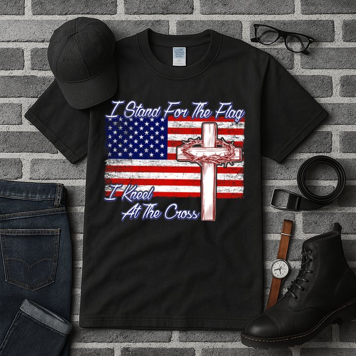 I Stand For The Flag I Kneel For The Cross Crown Of Thorns Tall T-Shirt
