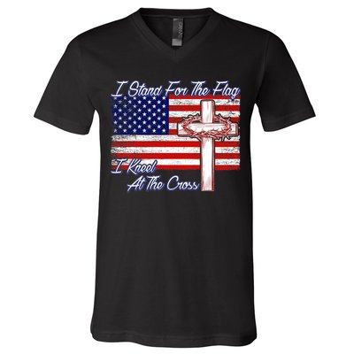 I Stand For The Flag I Kneel For The Cross Crown Of Thorns V-Neck T-Shirt