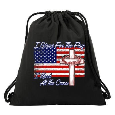 I Stand For The Flag I Kneel For The Cross Crown Of Thorns Drawstring Bag