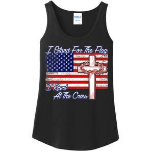 I Stand For The Flag I Kneel For The Cross Crown Of Thorns Ladies Essential Tank