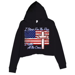 I Stand For The Flag I Kneel For The Cross Crown Of Thorns Crop Fleece Hoodie