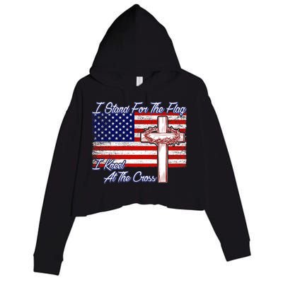 I Stand For The Flag I Kneel For The Cross Crown Of Thorns Crop Fleece Hoodie