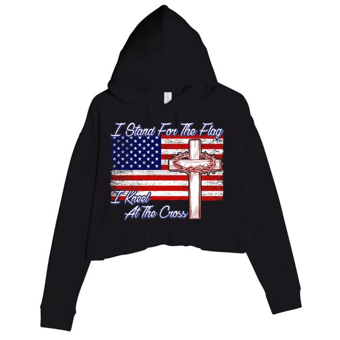 I Stand For The Flag I Kneel For The Cross Crown Of Thorns Crop Fleece Hoodie